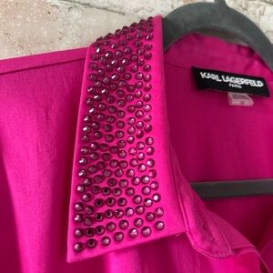 Karl Lagerfeld Pink Embellished Collar Dress